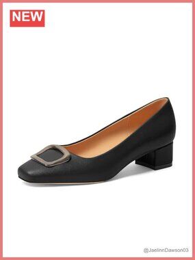 Women's Low Block Heel Pumps Square Toe Slip On Comfortable Work Shoes